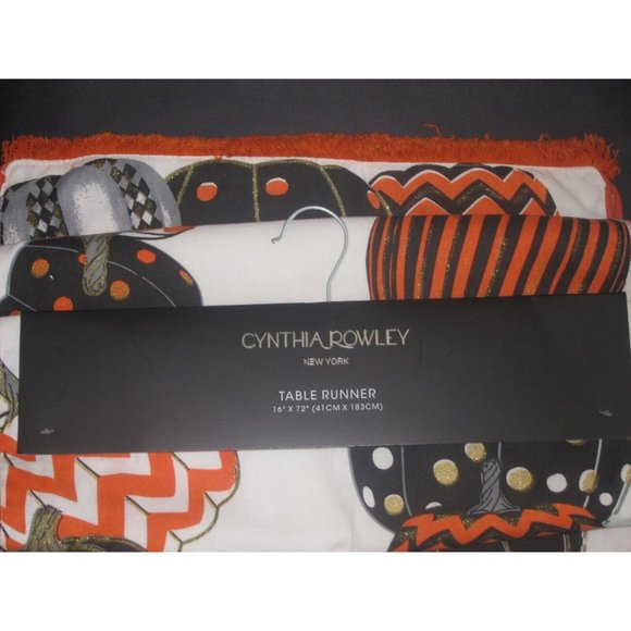 Cynthia Rowley Thanksgiving Runner Pumpkins Chevron Polka Dot Harlequin Patterns - Picture 9 of 9